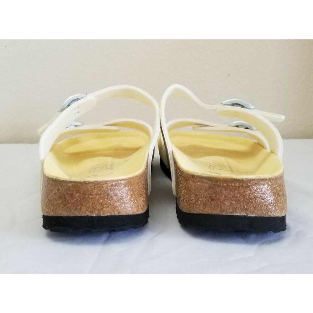 Birkis By Birkenstock White Yellow Striped Sandals Unisex 40 Women 9 Mens 7 - Picture 8 of 12